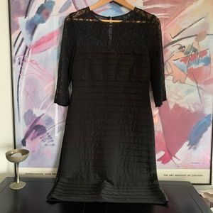ADRIANNA PAPELL Lace 3/4 Sleeve Black CocktailDress Size 12